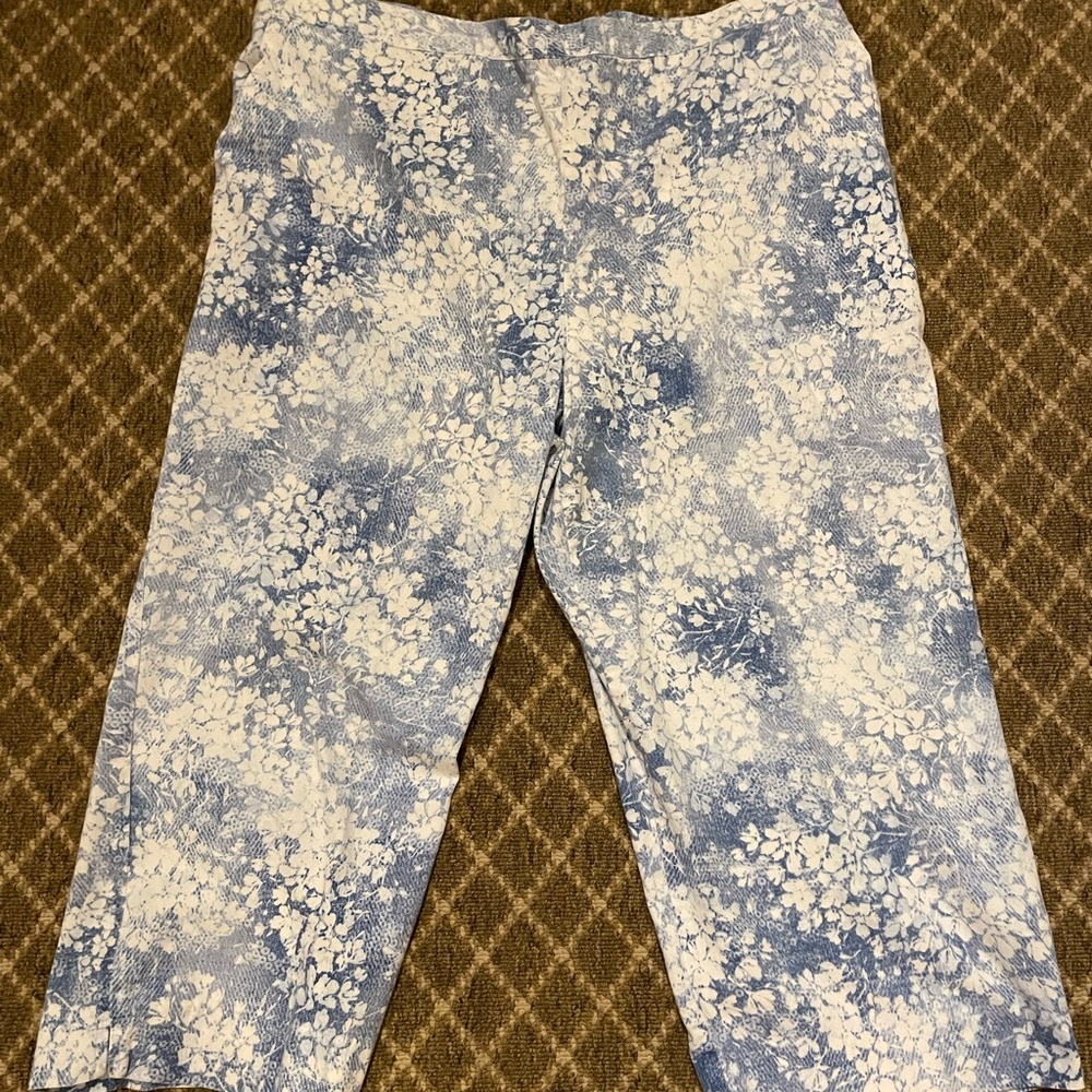 Alfred dinner bleachy floral stretch waist pants size 18